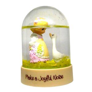 Precious Moments Snow Globe "Make A Joyful Noise" Girl & Goose Singer Vintage